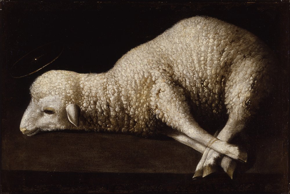 羊と子羊の油彩画 Francisco de Zurbaran - Agnus